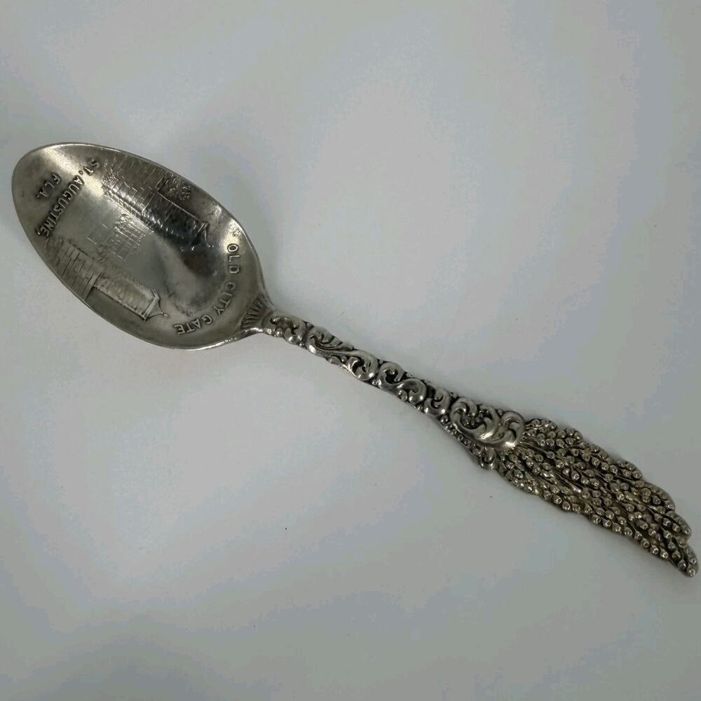 Old City Gate St Augustine Florida Sterling Silver Souvenir Spoon Alvin Mfg Co